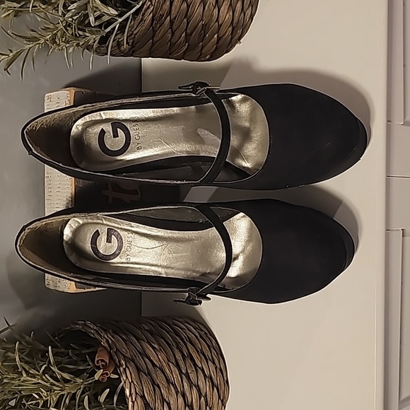 Guess Shoes - Guess Black Suede Mary Jane Platform Heels
